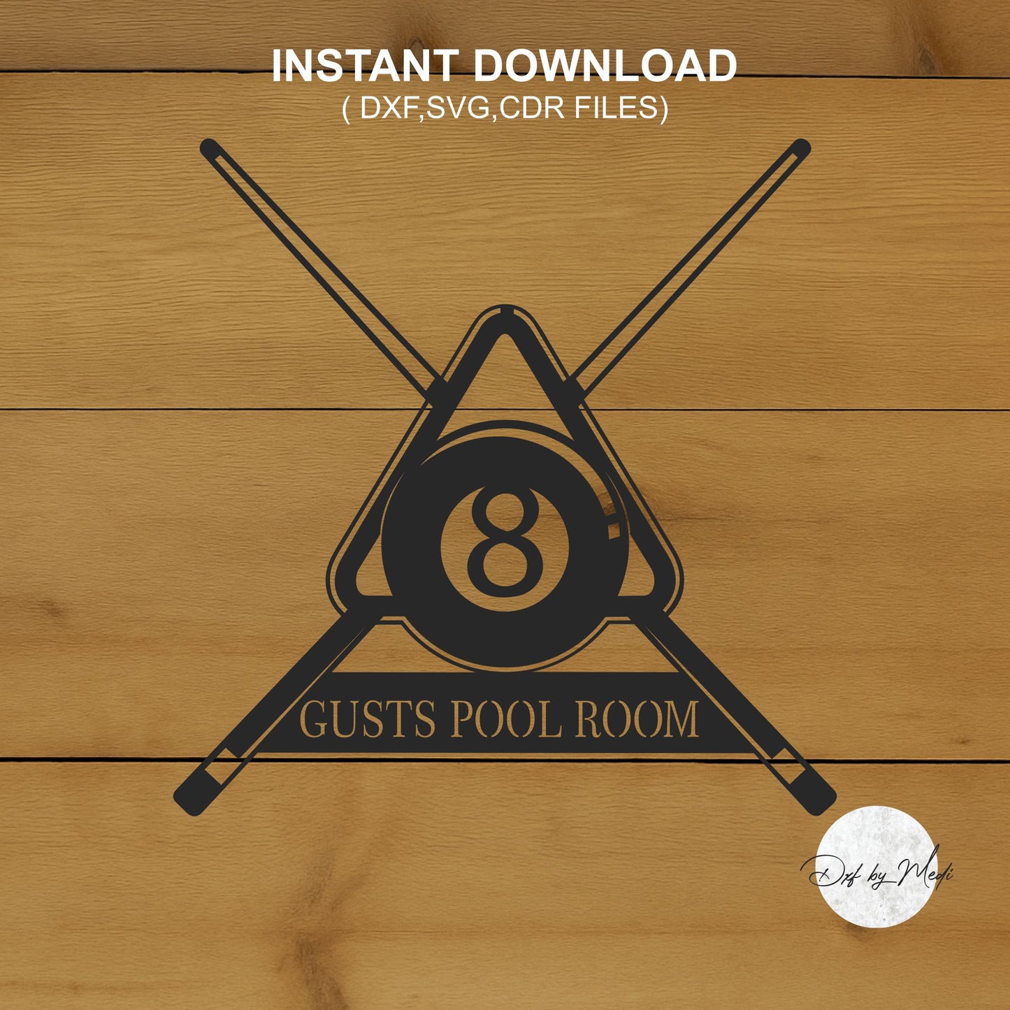 Pool Table Monogram - DXF SVG files for Plasma Cnc Laser Waterjet Ready to cut clipart file