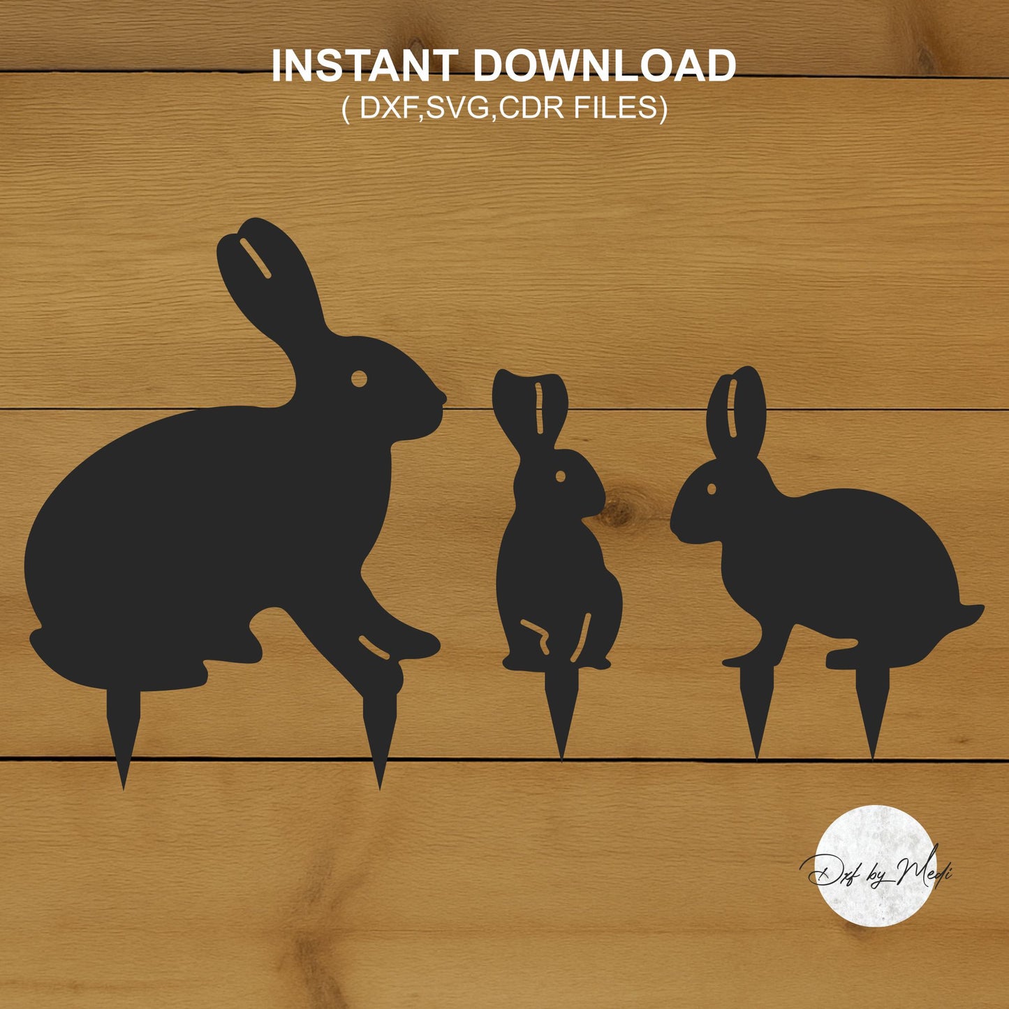 Bunny rabbit Garden Stake DXF SVG Cut File for CNC Plasma and Laser Cutting Waterjet Ready to cut - Easter gift