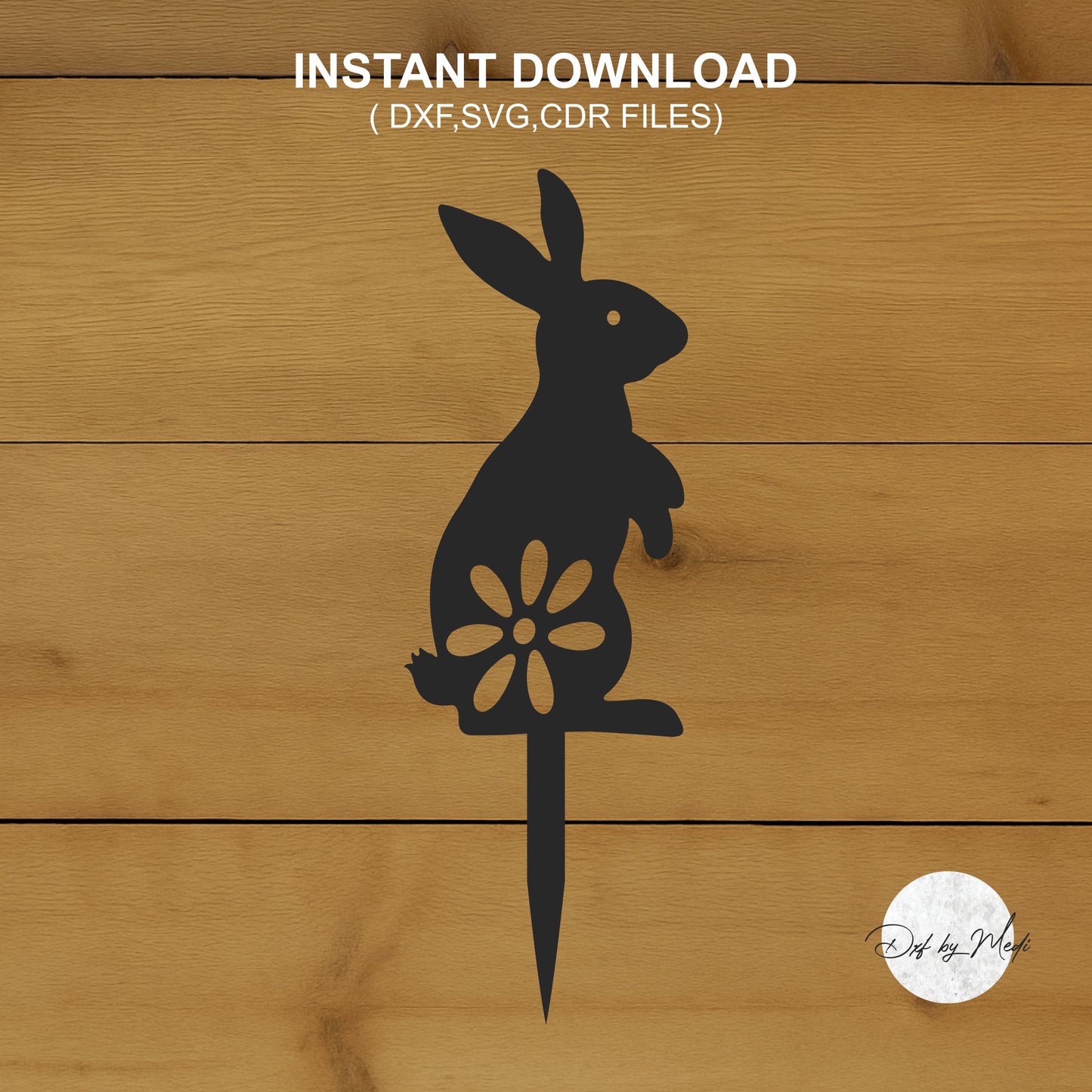 Happy easter bunny stake - Customizable monogram - DXF SVG files for Plasma Cnc Laser Waterjet Ready to cut