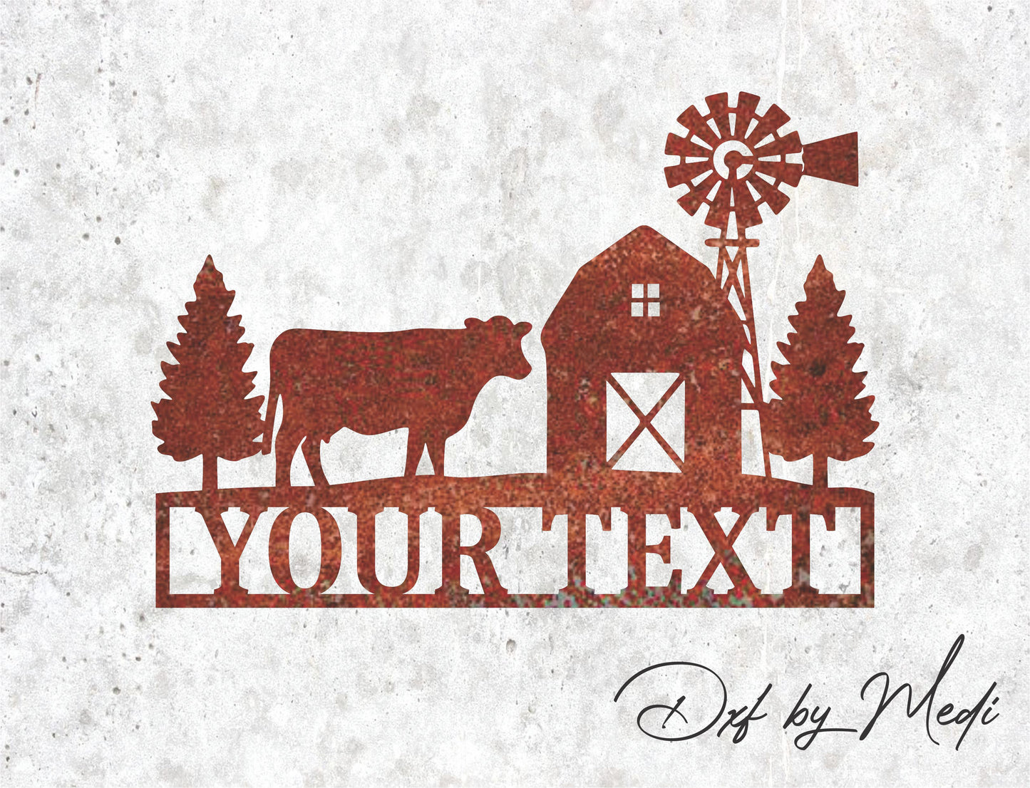 Custom Ranch Sign with Cow: Laser Cut Farmhouse Decor DXF, SVG, CDR Files