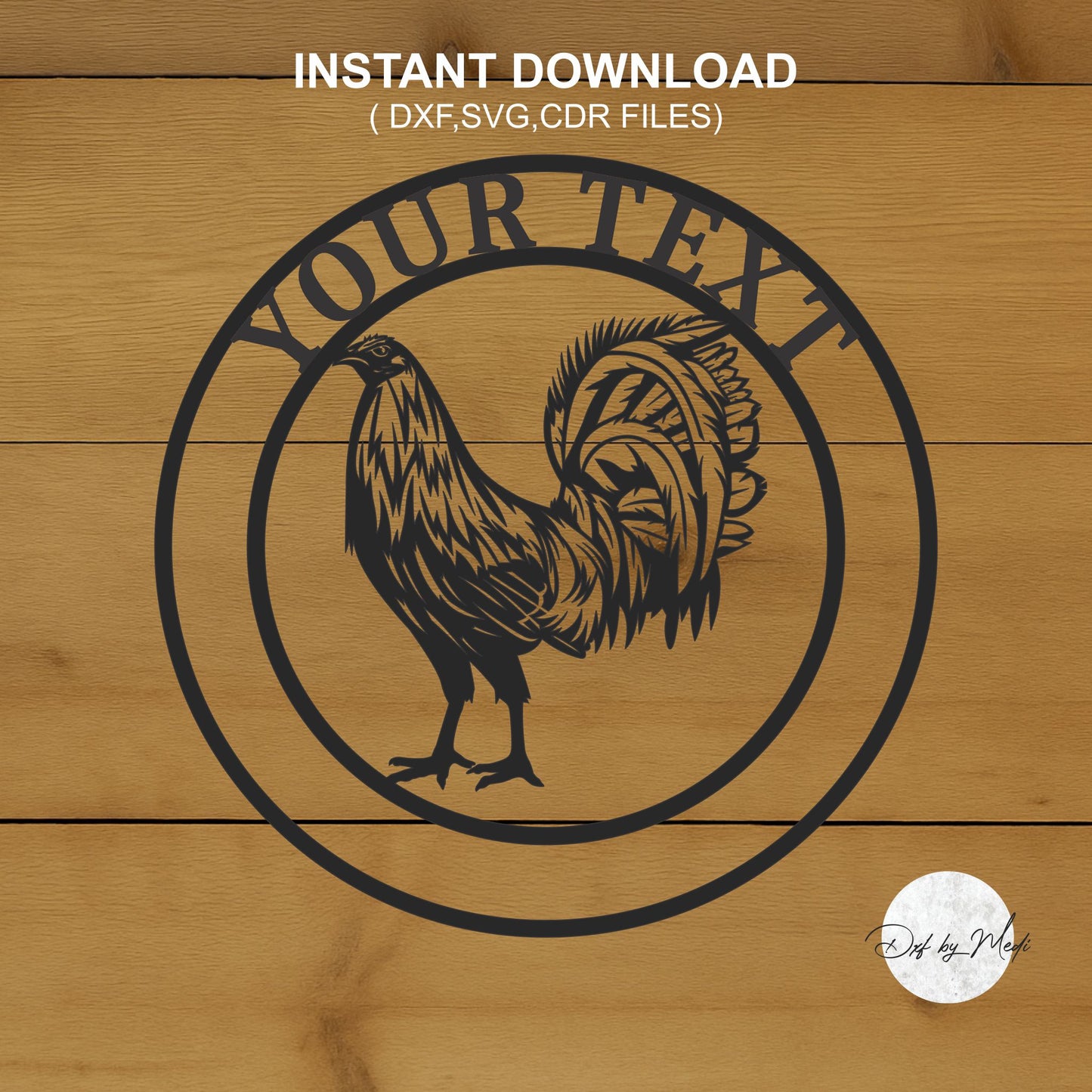 Rooster Sign with Personalized Name - SVG DXF Files for Plasma and Laser Cutting