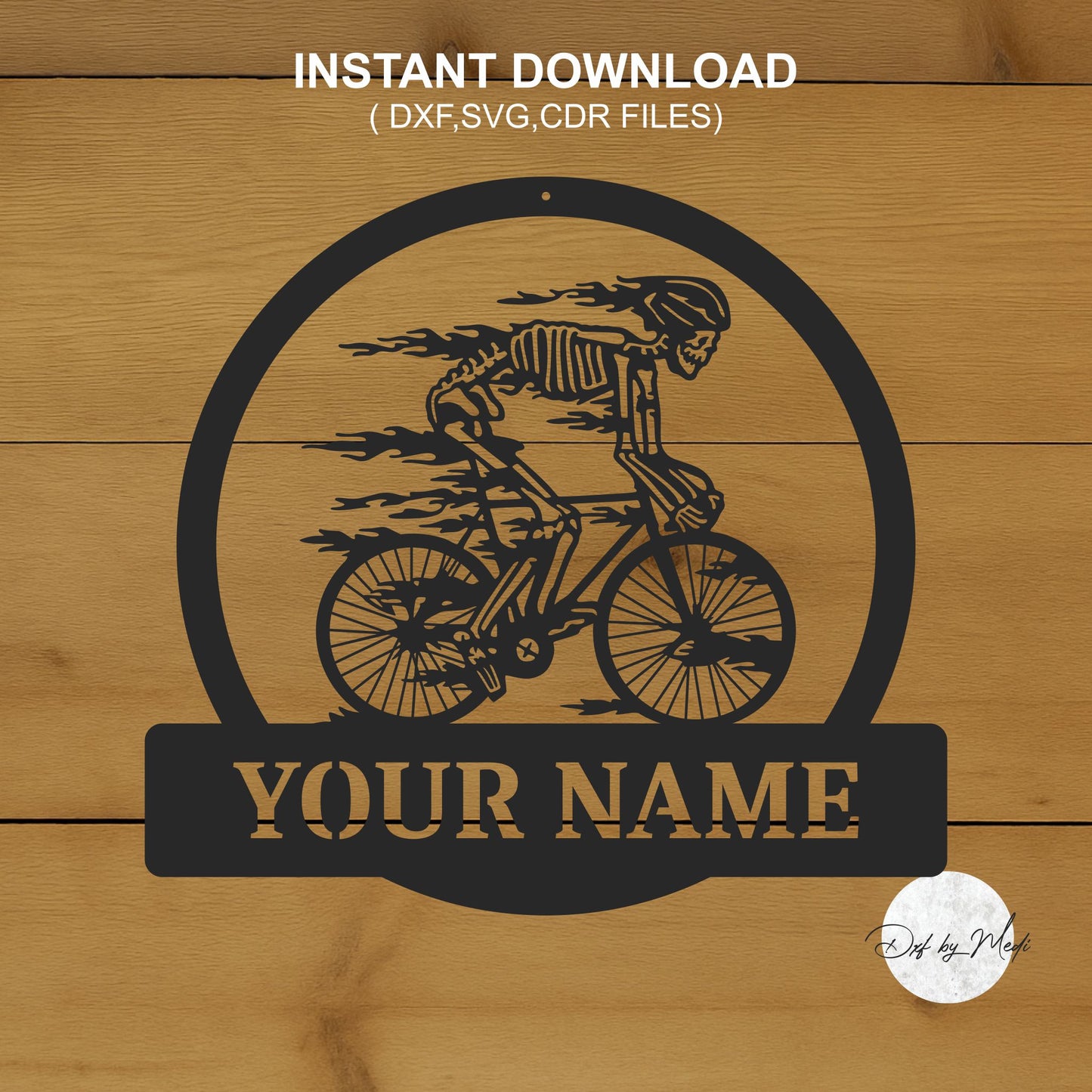 Personalized Skull Ride Bicycle - Customizable DXF SVG files for Plasma Cnc Laser Waterjet Ready to cut- dxf File for DIY Projects