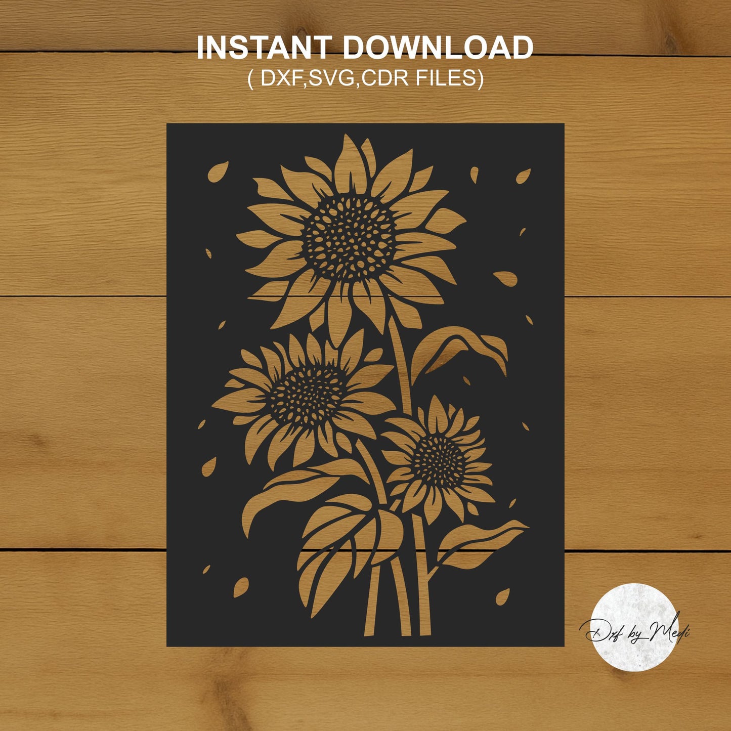 Sunflowers panel - DXF SVG files for Plasma Cnc Laser Waterjet Ready to cut clipart file