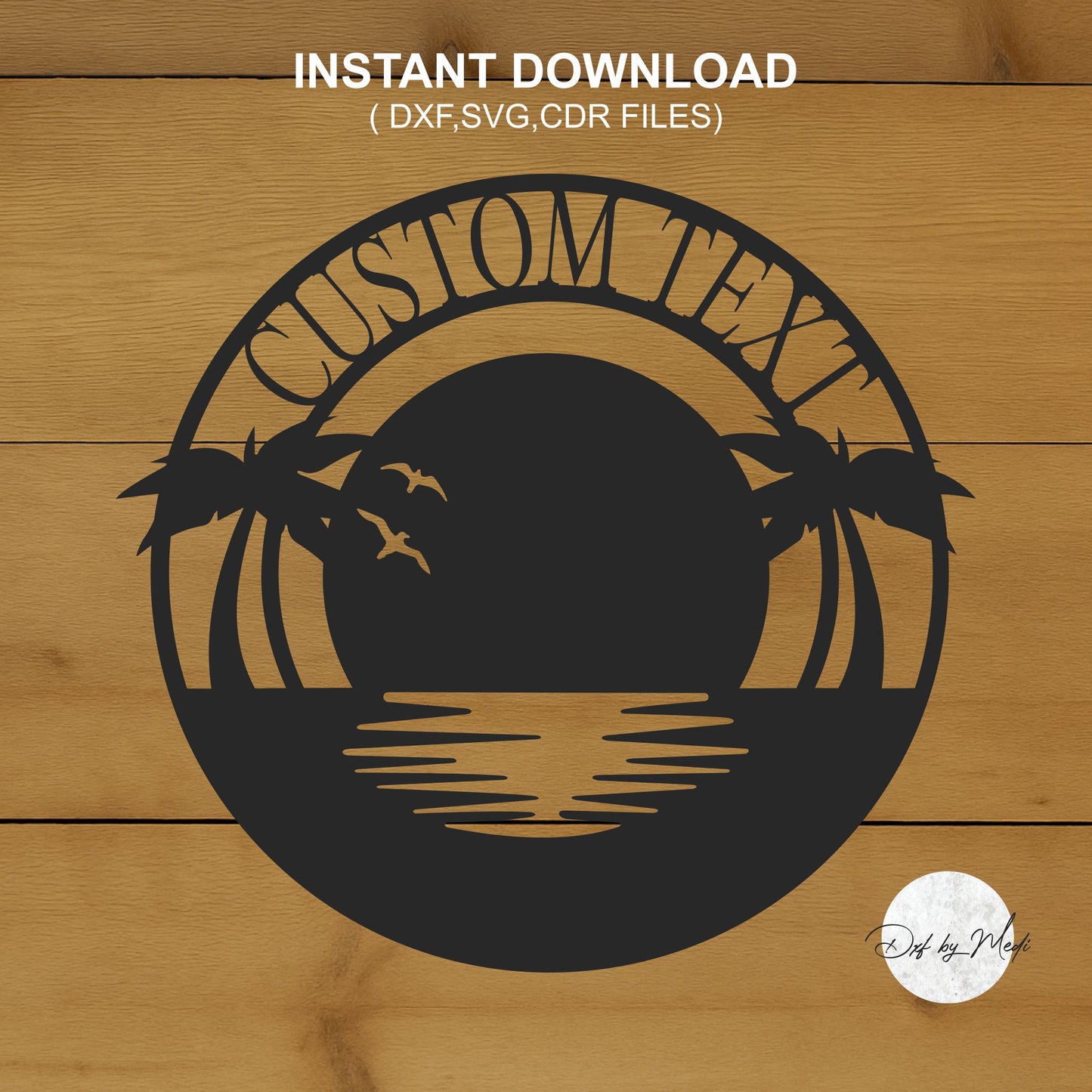 Sunset Monogram Wall Art - Customizable DXF SVG File for CNC Plasma, Laser, and Waterjet Cutting