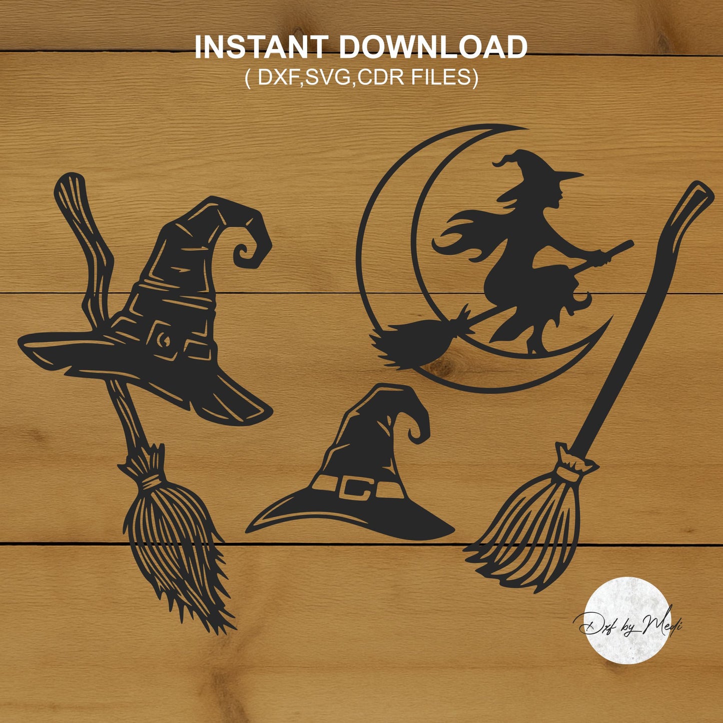 Witch Hat & Broom SVG Bundle – Flying Witch Cut Files