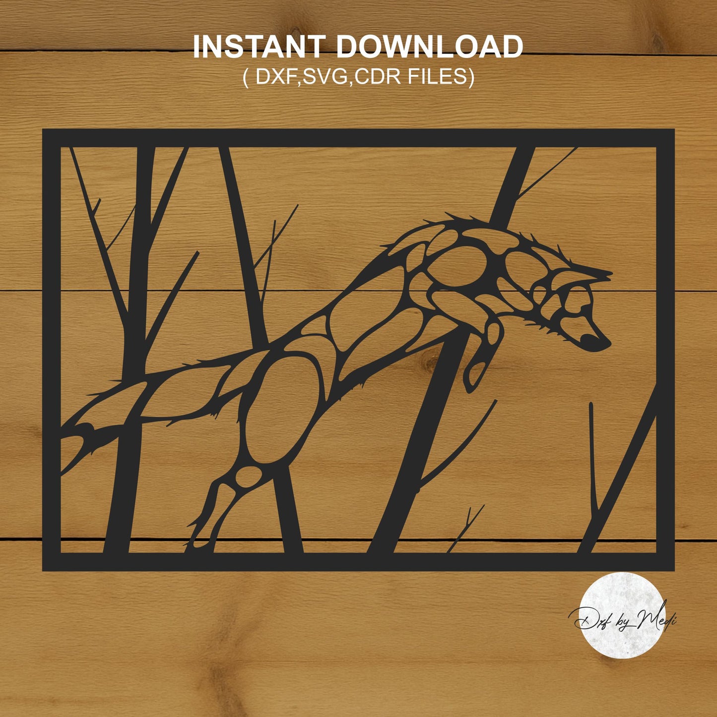 Wolf Jumping in the Forest Wall Decor DXF & SVG Files - Perfect for Laser Cut, Waterjet, and Plasma Cutting