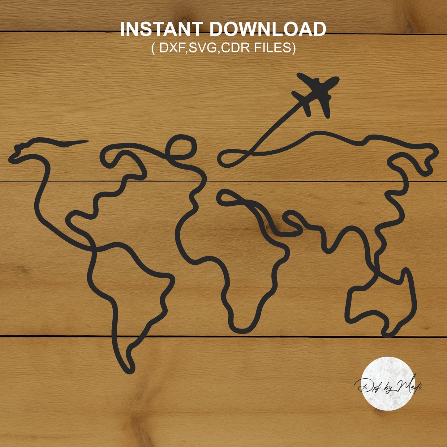 World Earth Map | DXF SVG File for CNC Plasma, Laser, and Waterjet Cutting