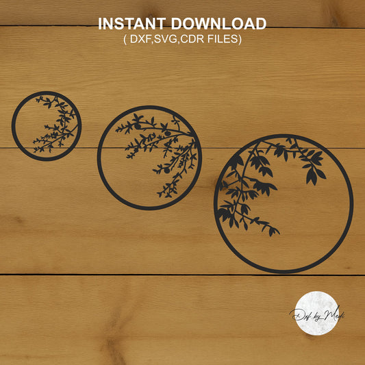Set of 3 tree Branches Wall Art DXF File for CNC Plasma, Laser, and Waterjet Cutting