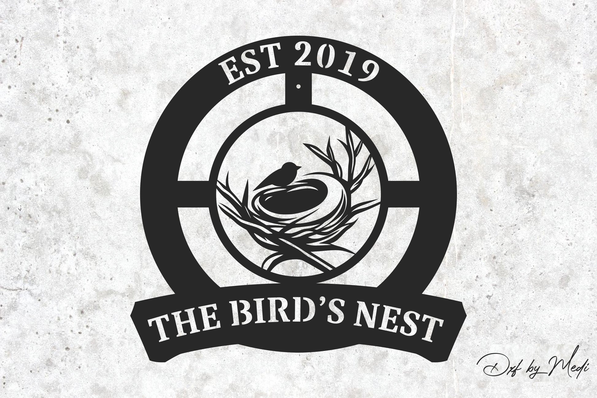 Bird’s Nest Family Name Sign – DXF, SVG, CDR Files