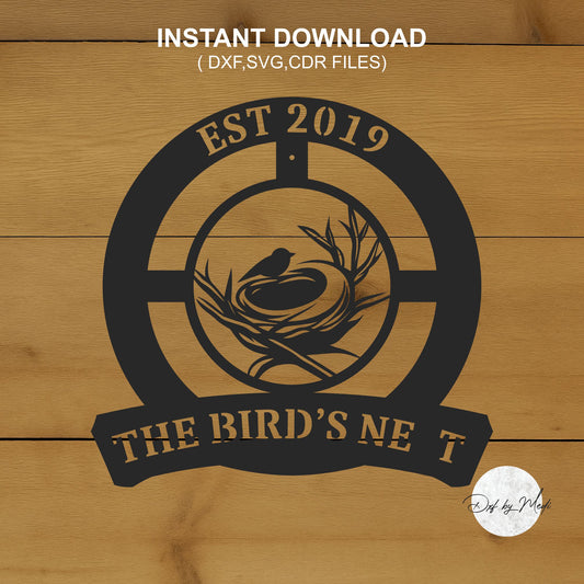 Bird’s Nest Family Name Sign – DXF, SVG, CDR Files