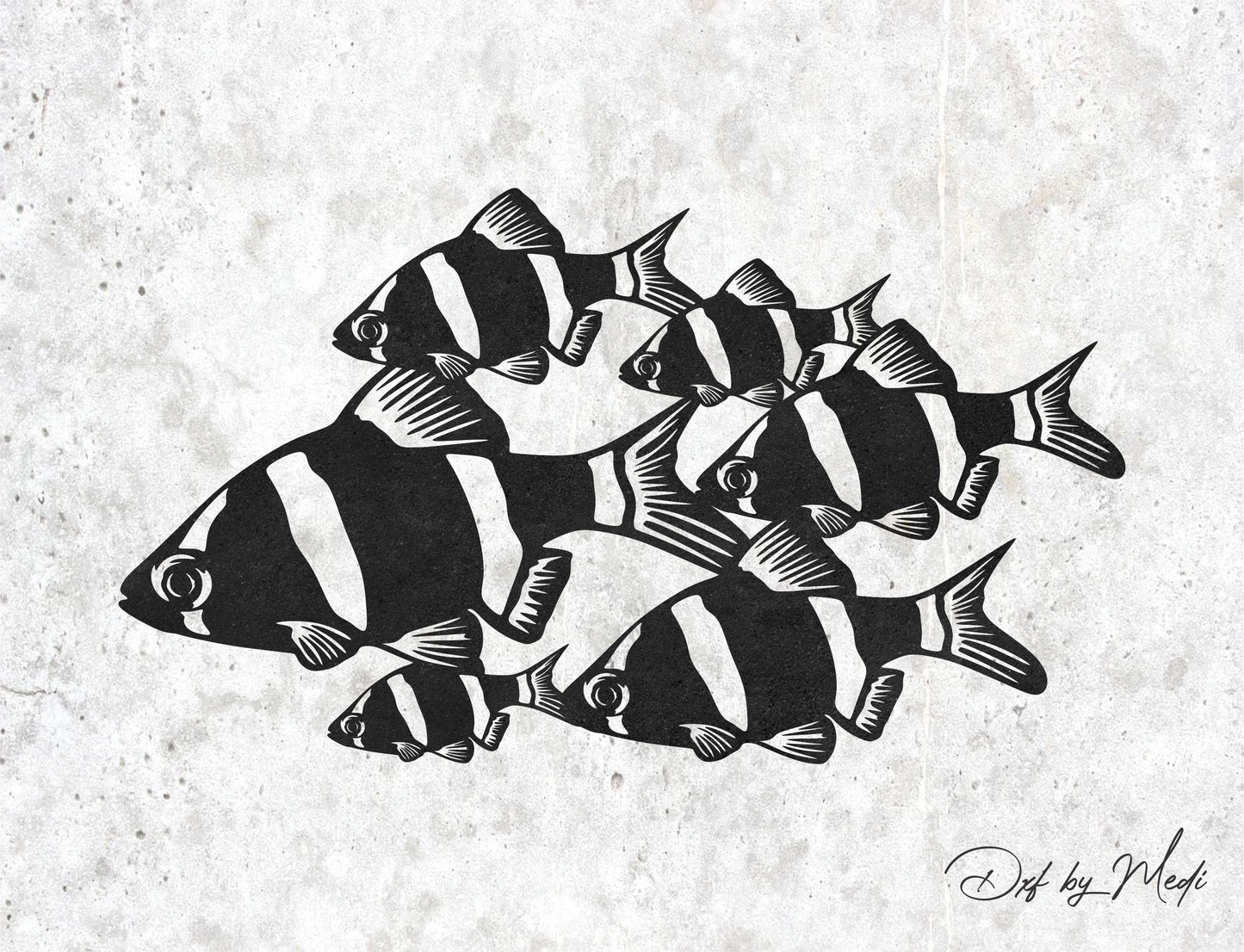 Barbs Schooling Fish DXF & SVG Files | Ready-to-Cut