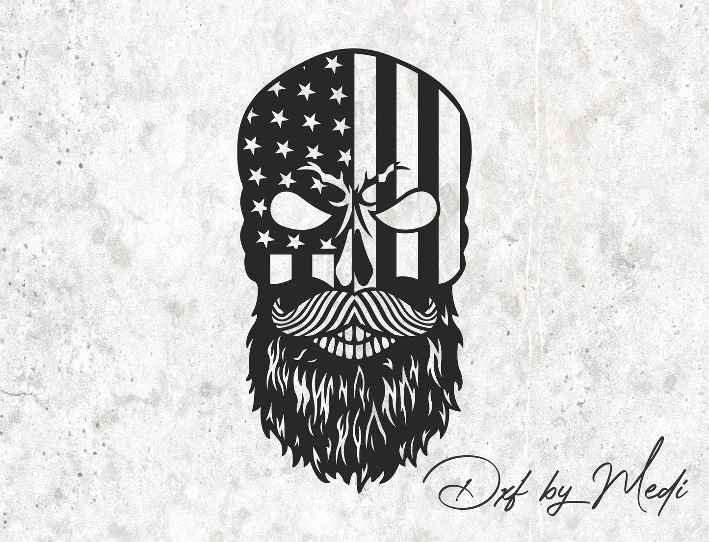 Free Bearded Skull with USA Flag – DXF & SVG File