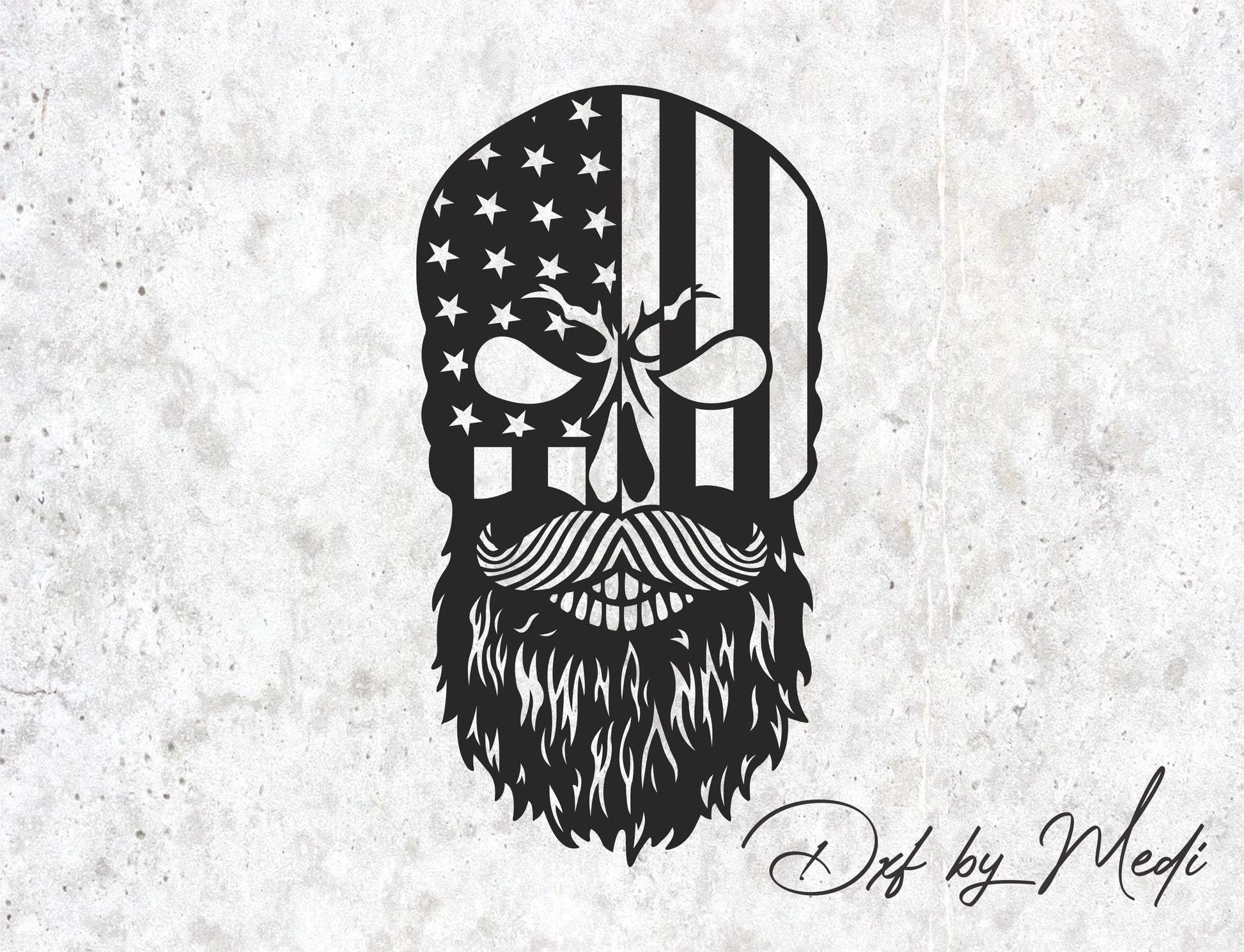 Free Bearded Skull with USA Flag – DXF & SVG File