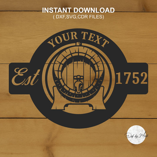 Personalized Beer Keg Barrel Monogram with Custom Name and Date - DXF/SVG File for Cnc, Laser, Plasma, and Waterjet Cutting