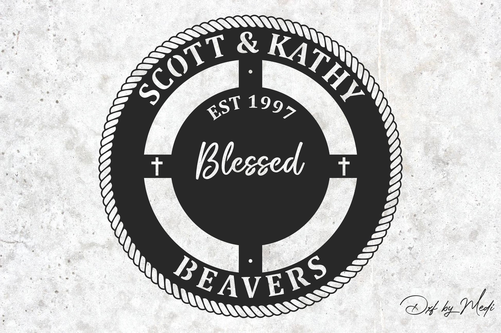 Custom Blessed Monogram Sign SVG DXF Cdr