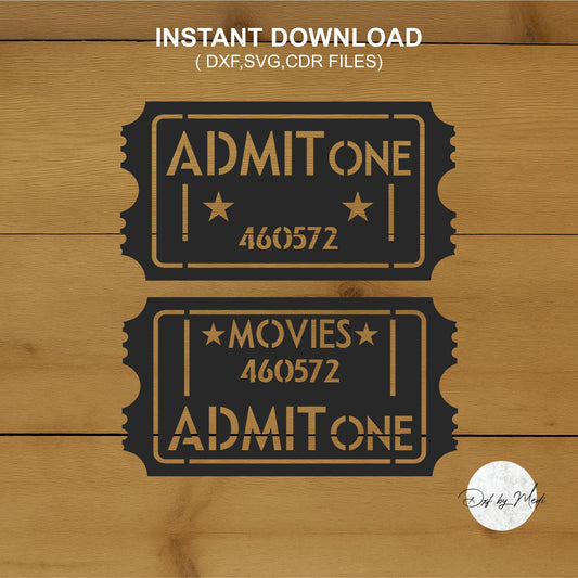 Retro Cinema Ticket Sign Laser Cut Files (DXF, SVG, CDR)