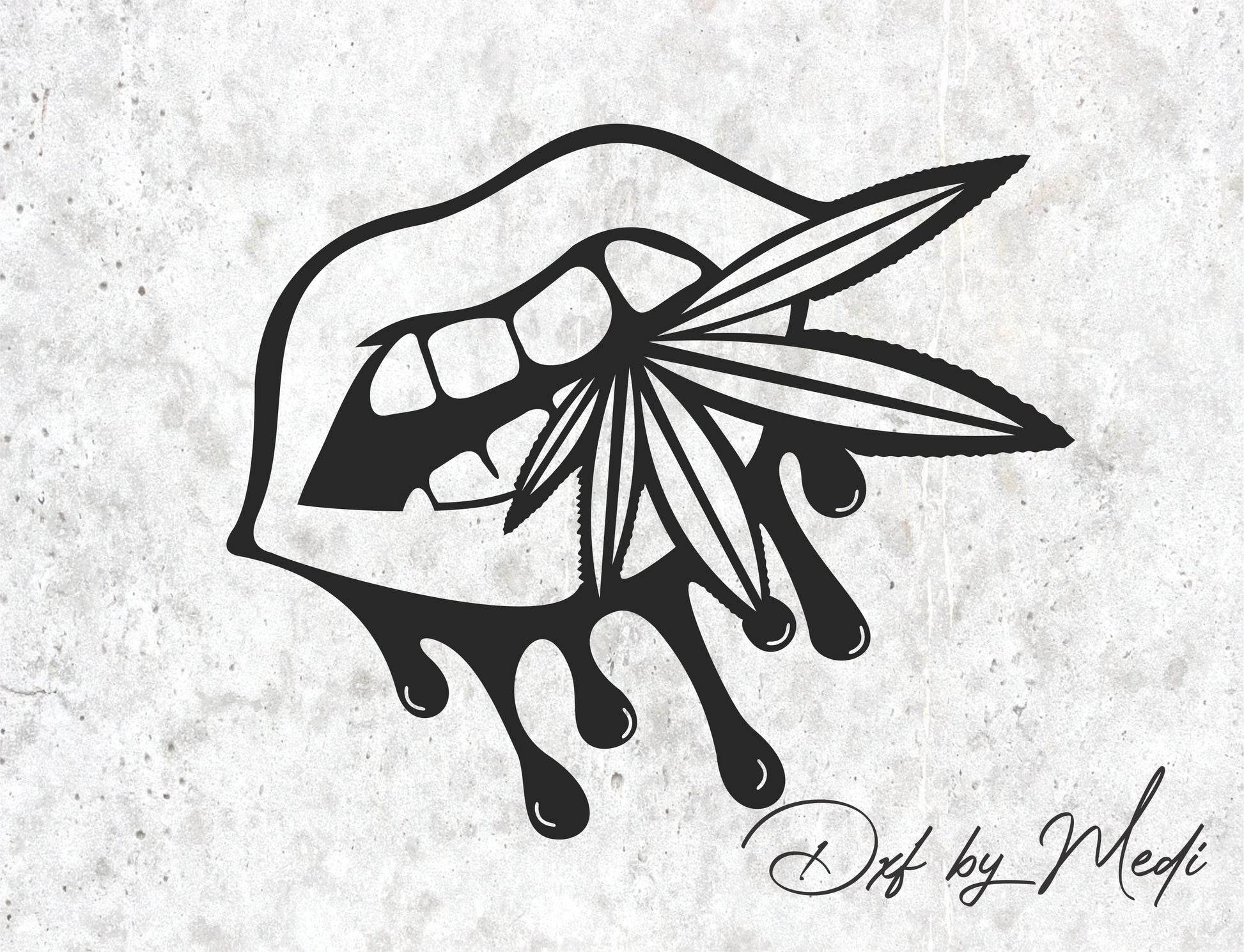 Free Dripping Lips with Blunt & Cannabis Leaf – DXF & SVG File