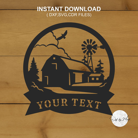 Customizable Farm Monogram - Barn Scene svg dxf files for plasma laser cut