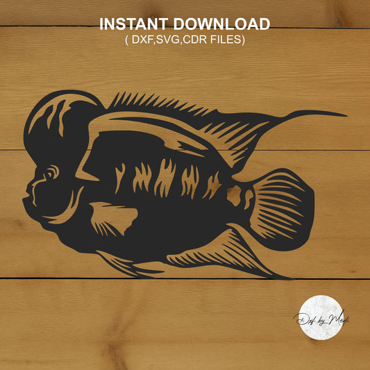 Flowerhorn fish sign DXF & SVG Files | Ready-to-Cut