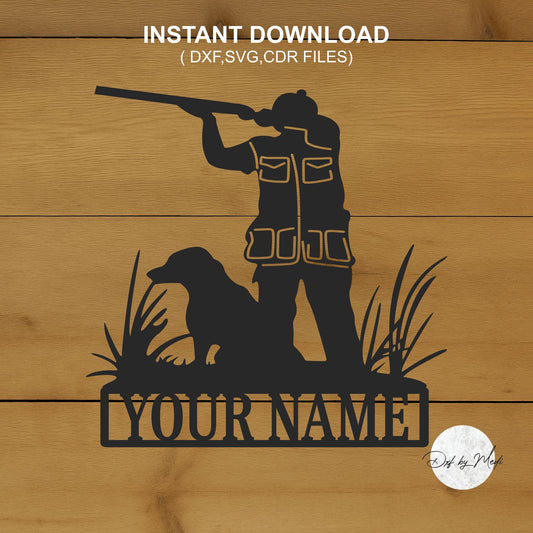 Customized Man Hunting with Dog DXF Svg Files for CNC Cutting - Auto Decor & DIY Metal Art Design