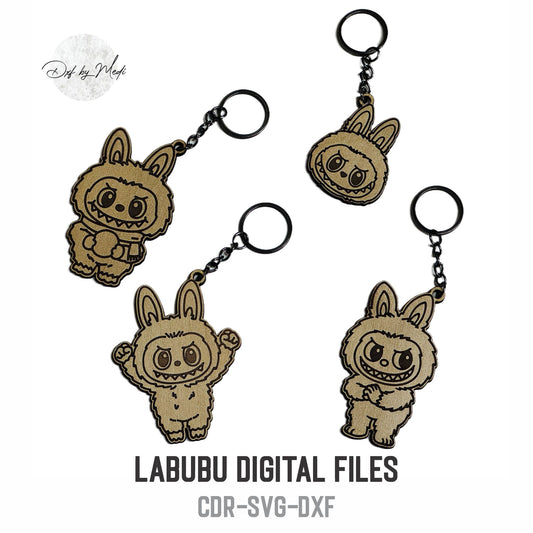 Labubu Keychain SVG Bundle – Cute Laser Cut Digital Files CDR, Svg, Dxf