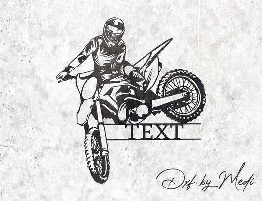 Custom Name Motocross Silhouette - SVG DXF Files for Laser Cutting