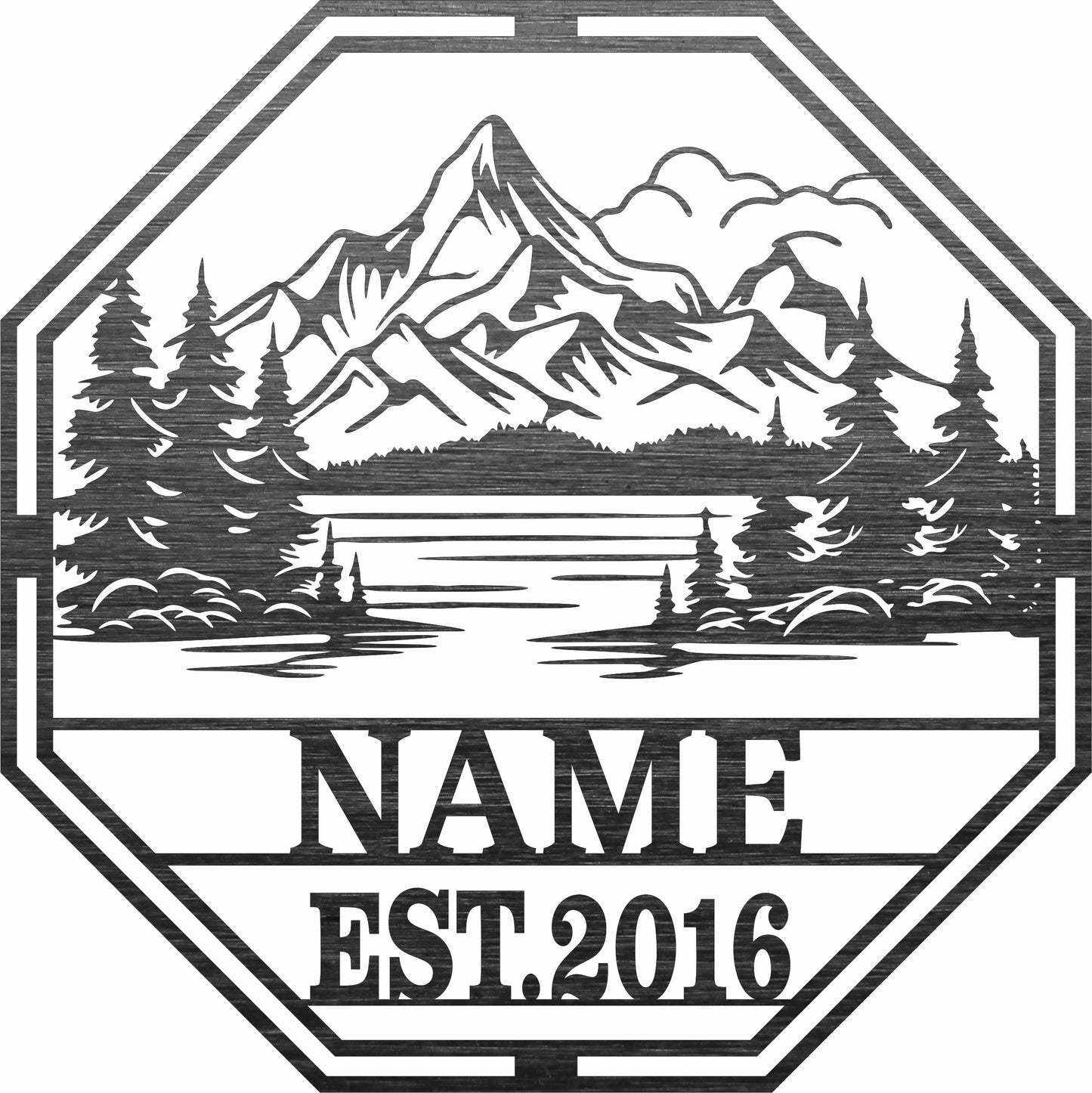 Personalized Mountain Scene Sign - SVG DXF Files for Laser Cutting