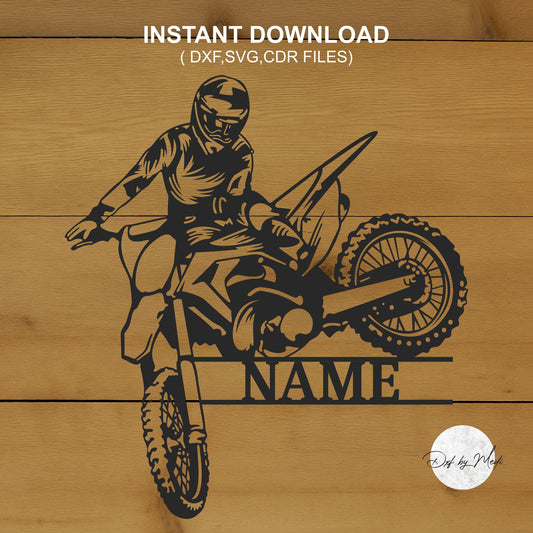 Custom Name Motocross Silhouette - SVG DXF Files for Laser Cutting