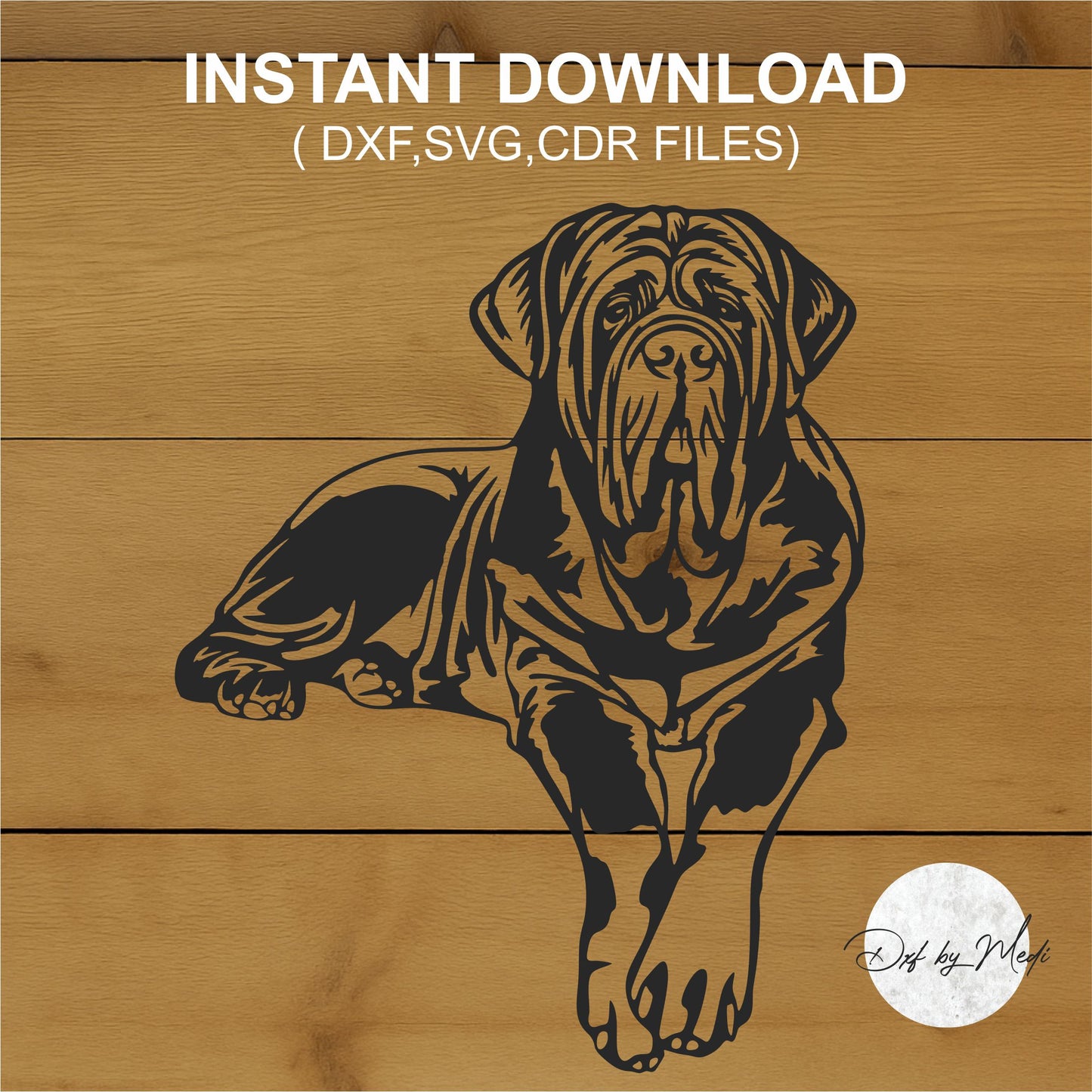 Neapolitan Mastiff Dog Laser Cut Files  –  SVG DXF CDR Digital Download