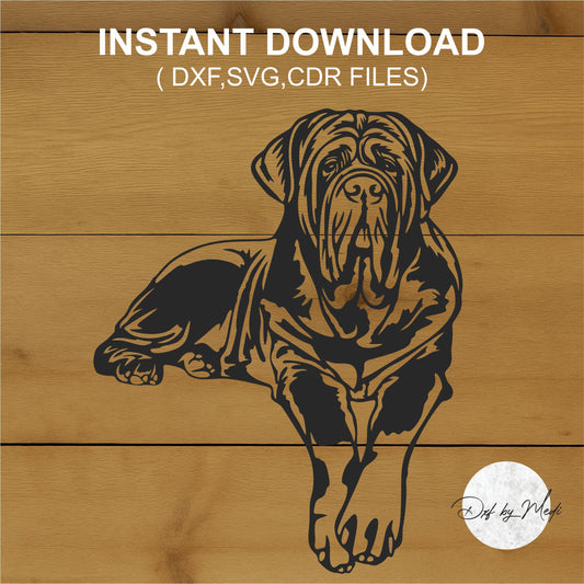 Neapolitan Mastiff Dog Laser Cut Files  –  SVG DXF CDR Digital Download