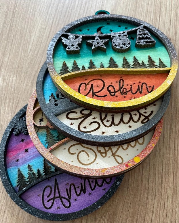 Personalized Christmas Ornament Bundle of 4 SVG DXF CDR Files