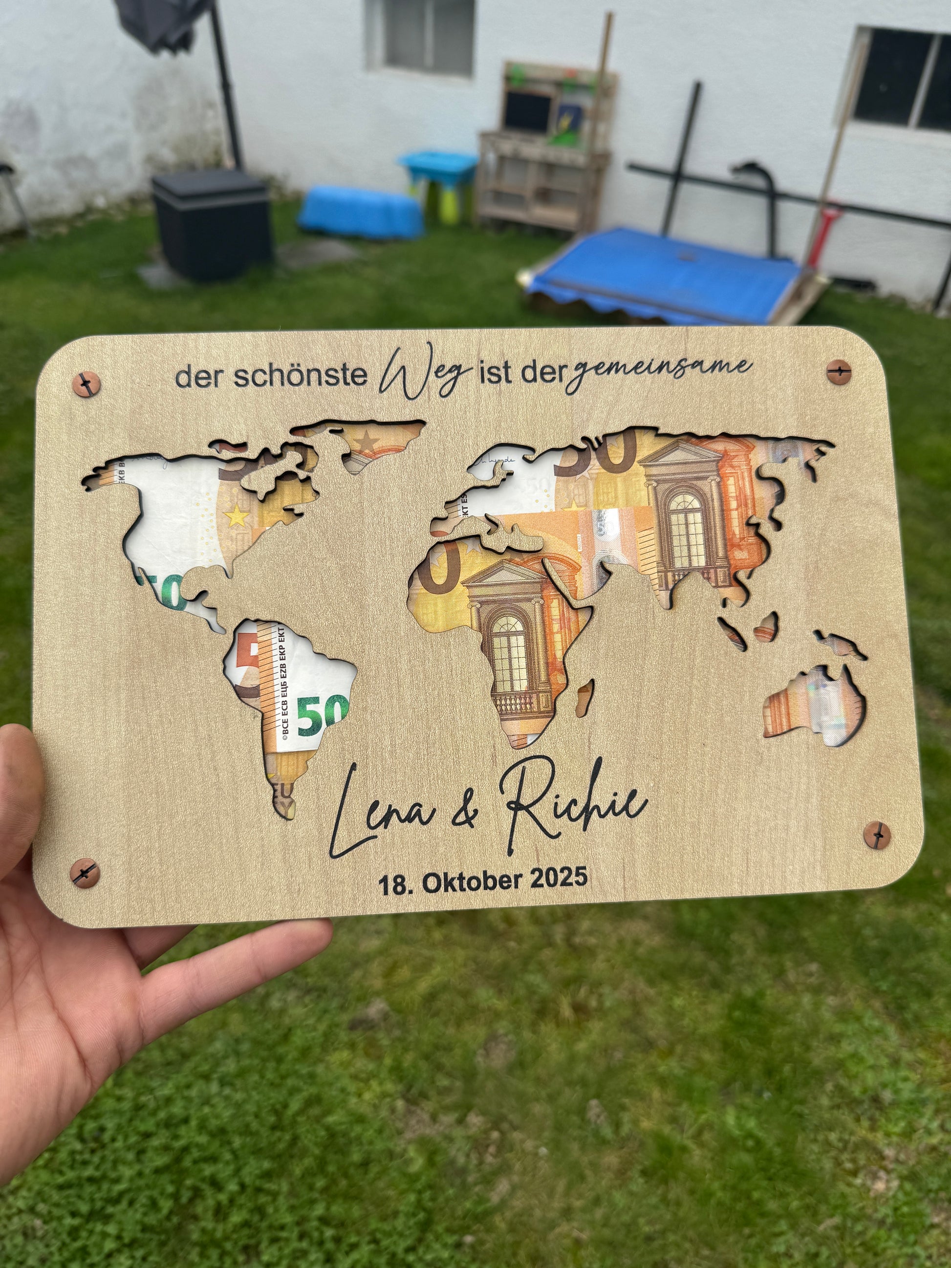 Personalized World Map Money Holder – Digital files SVG, DXF, CDR
