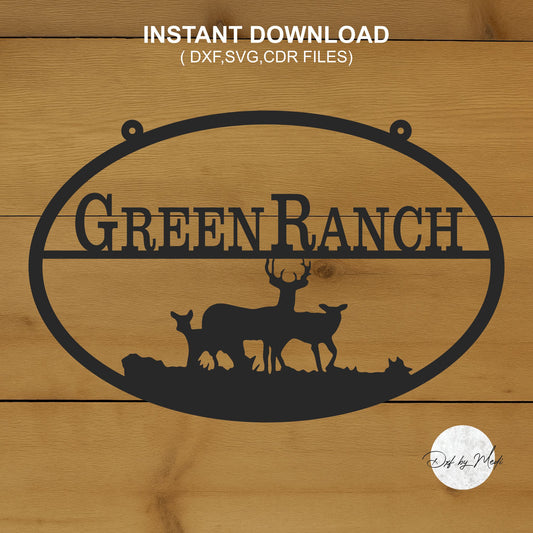 Deer Ranch Sign SVG Dxf CDR