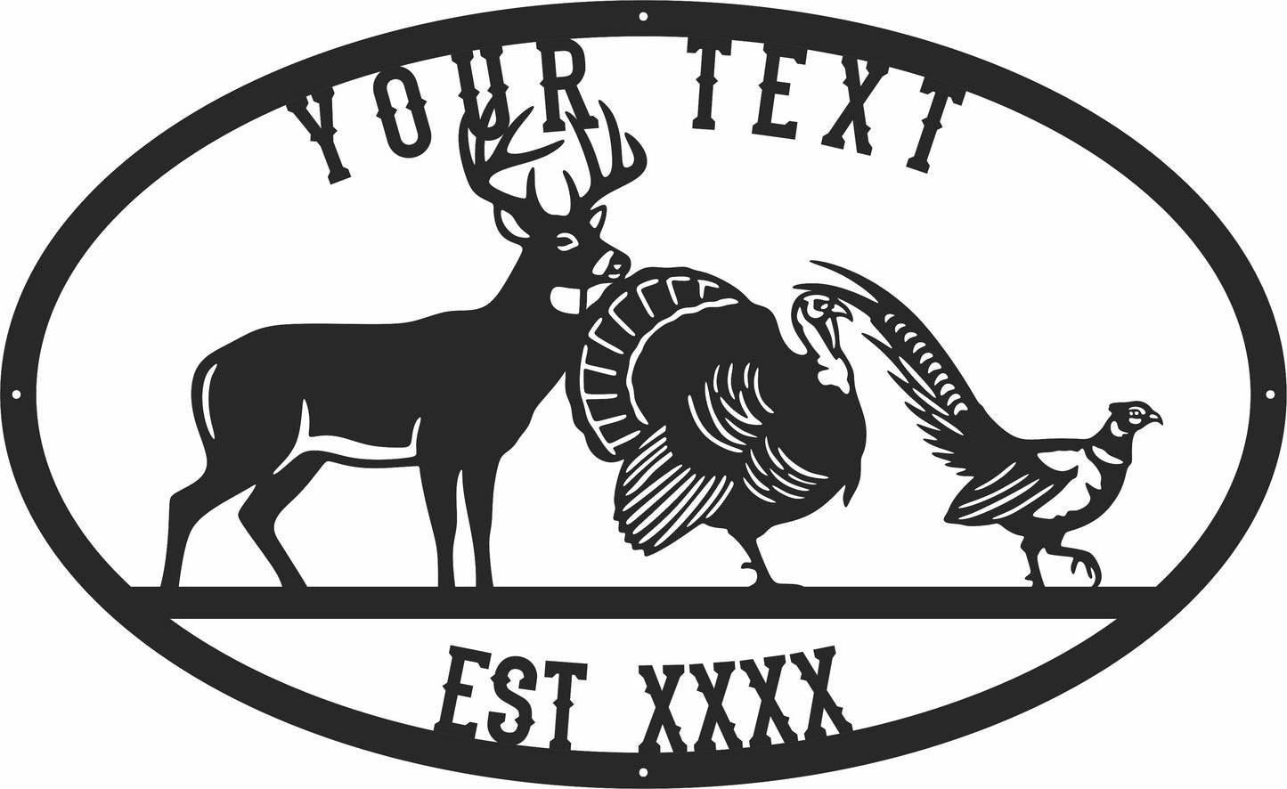 Custom Farm & Ranch Metal Sign – Deer, Turkey & Pheasant