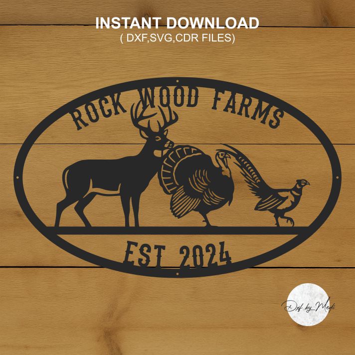 Custom Farm & Ranch Metal Sign – Deer, Turkey & Pheasant