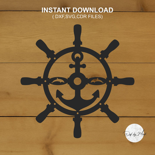 Free Rudder with Anchor Laser Cut File – DXF & SVG Download