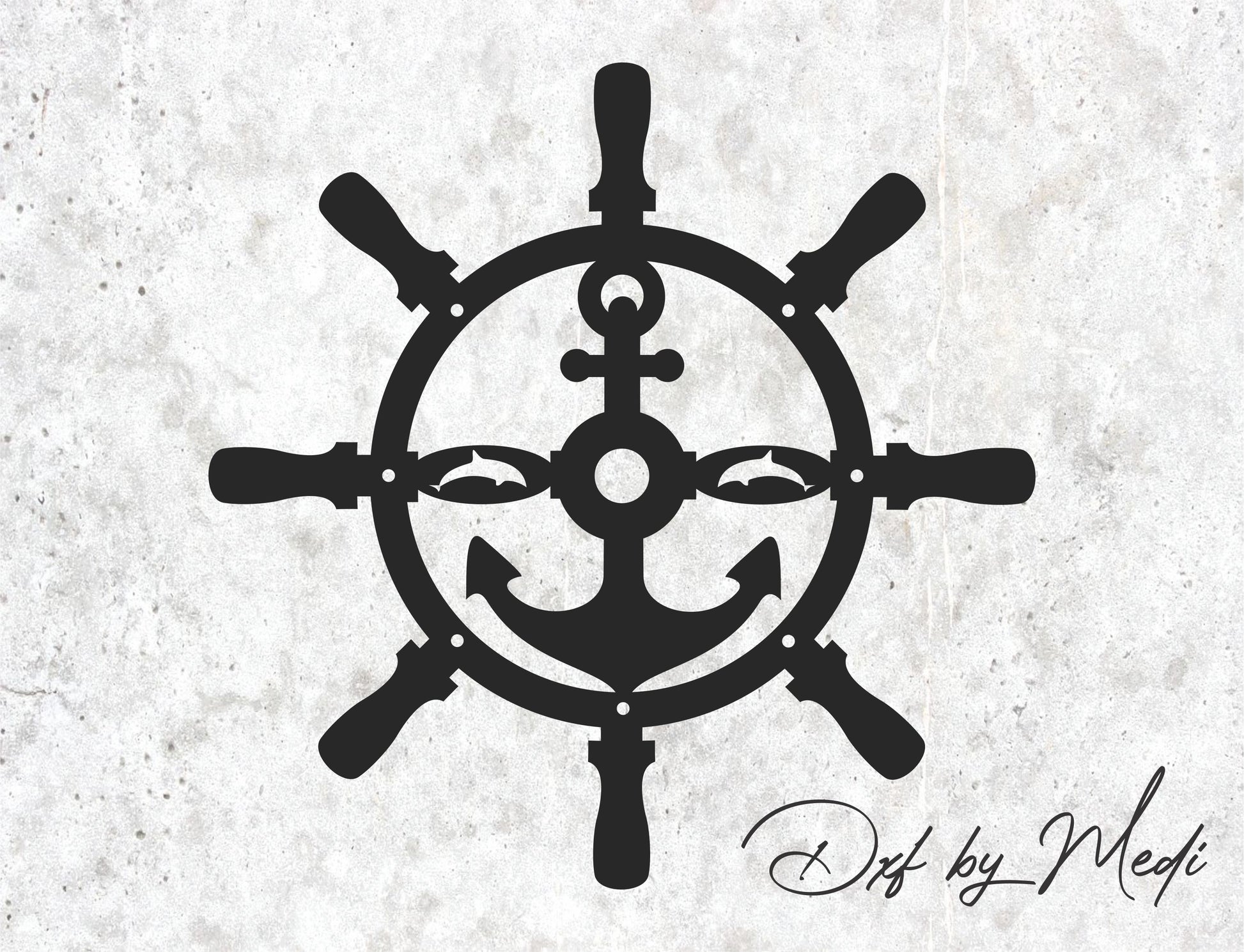 Free Rudder with Anchor Laser Cut File – DXF & SVG Download