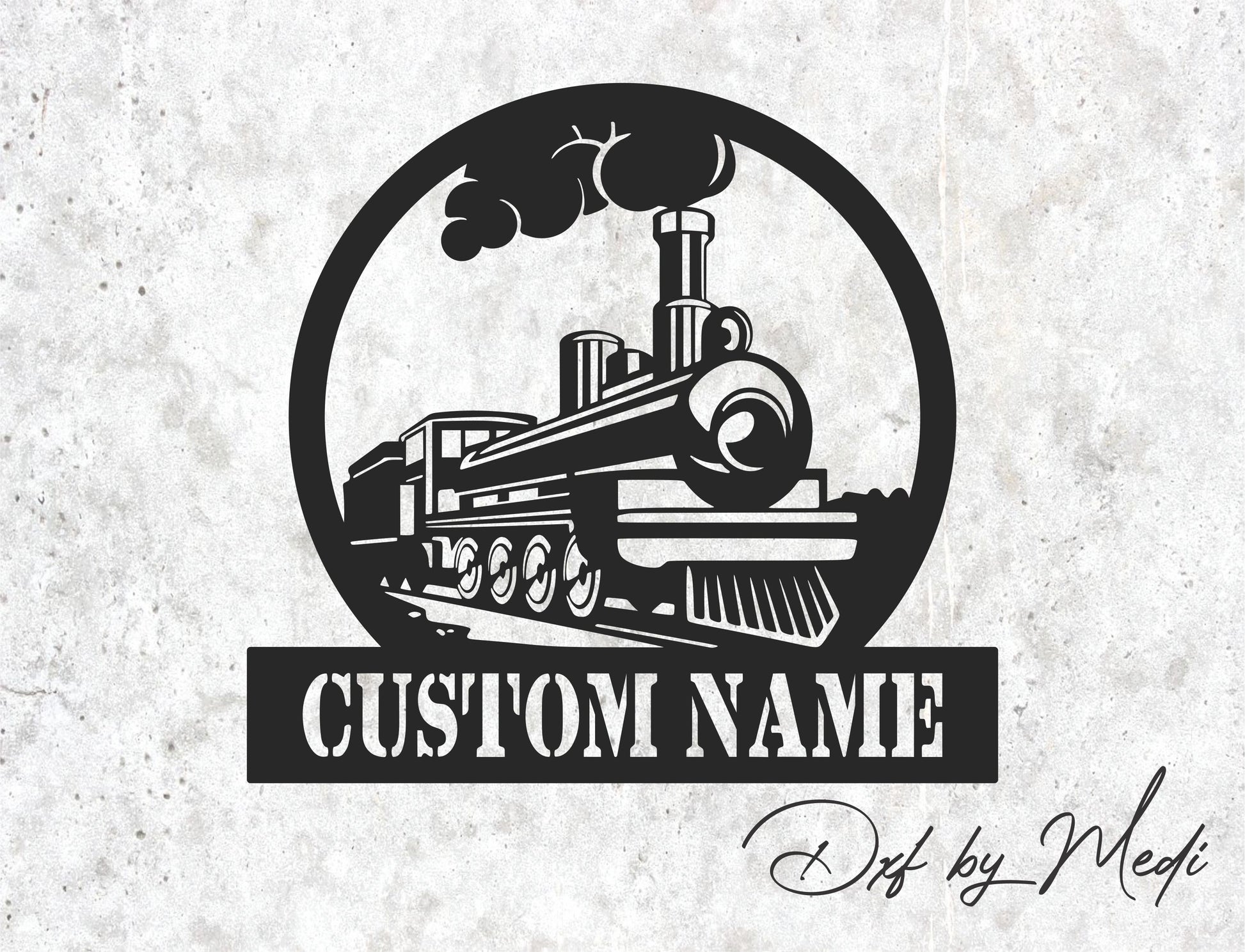 Free Steam Train Name Sign – DXF & SVG for Laser Cut & Cricut