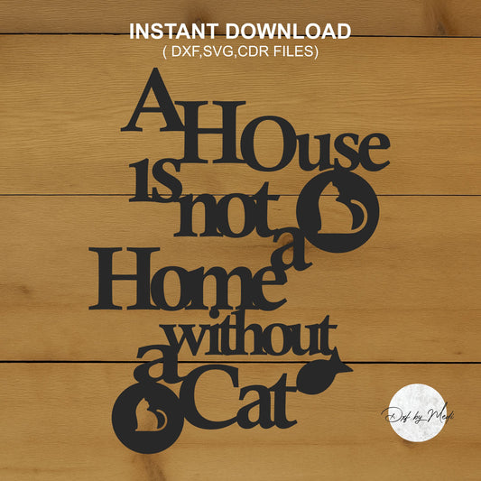 Cat Lover's Wall Decor DXF & SVG Files - Ideal for Laser Cut, Waterjet, and Plasma Cutting