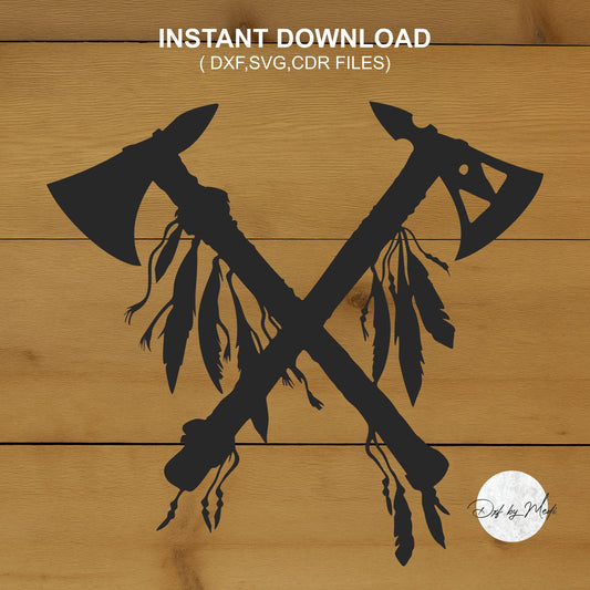 Two War Axes Old Indian Craftsmanship- Native American DXF SVG Files for CNC Cutting - ready to cut