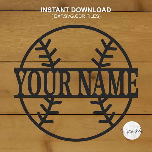 baseball monogram sign - DXF SVG files for Plasma Cnc Laser Waterjet Ready to cut clipart file