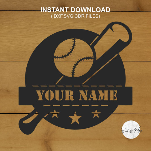 Baseball custom name monogram - DXF SVG files for Plasma Cnc Laser Waterjet Ready to cut clipart file