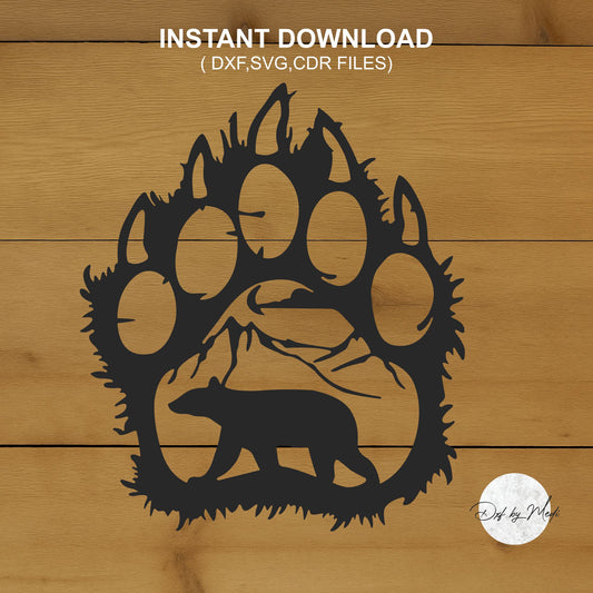 Bear Paw Silhouette DXF & SVG Files - Ideal for Laser Cut, Waterjet, and Plasma Cutting