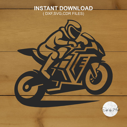 Biker race motorcycle - DXF SVG files for Plasma Cnc Laser Waterjet Ready to cut clipart file
