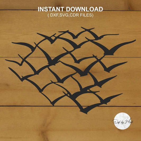 Murmuration of Birds Wall Art DXF Cut File for Laser and Plasma Cnc Cutting - DXF SVG files Ready to cut