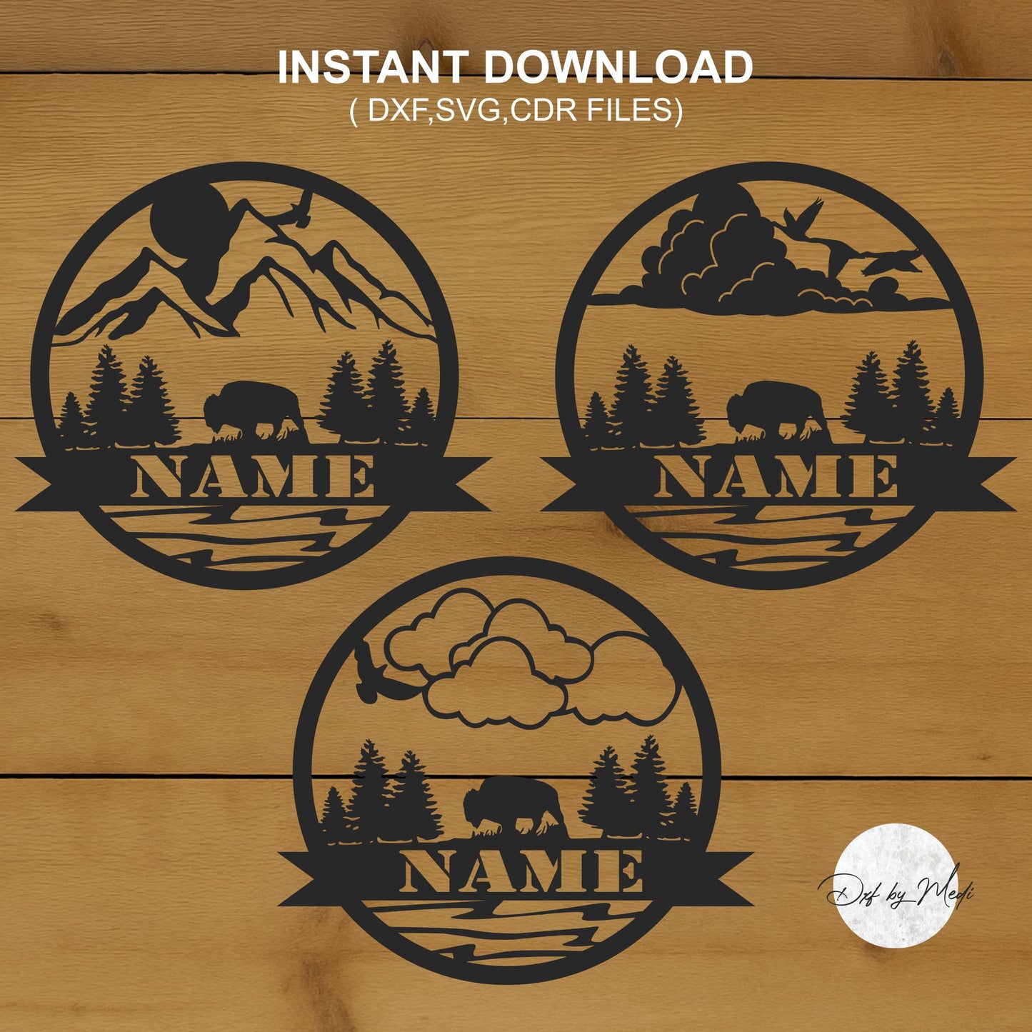 Bison Outdoor Monogram pack - DXF SVG File for Cnc plasma laser Cutting - Coastal Decor & DIY Projects