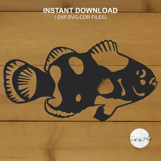 Black Snowflake Clownfish DXF & SVG Files | Ready-to-Cut