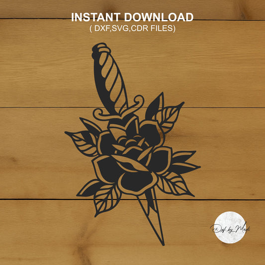 Blade Sword Rose - DXF SVG files for Plasma Cnc Laser Waterjet Ready to cut clipart file