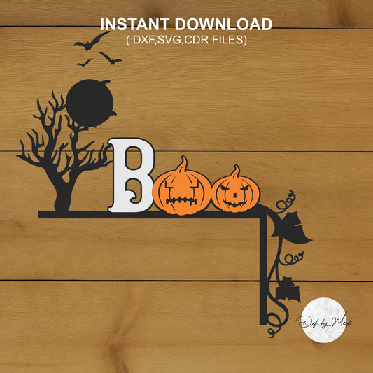 Door Corner Halloween, multilayers, Spooky decor sign svg,  Boo Halloween Laser Cut Files, Halloween dxf, cnc plasma, laser cut file