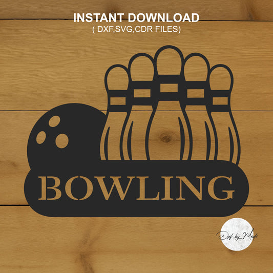 Bowling Monogram sign with custom name- dxf files for cnc plasma- monogram wall art - laser cut files- svg design for laser